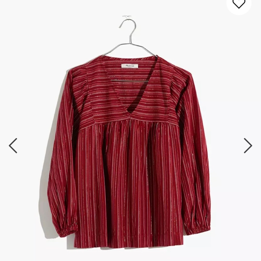 Madewell NWT Swingy Peasant Top in Metallic Stripe